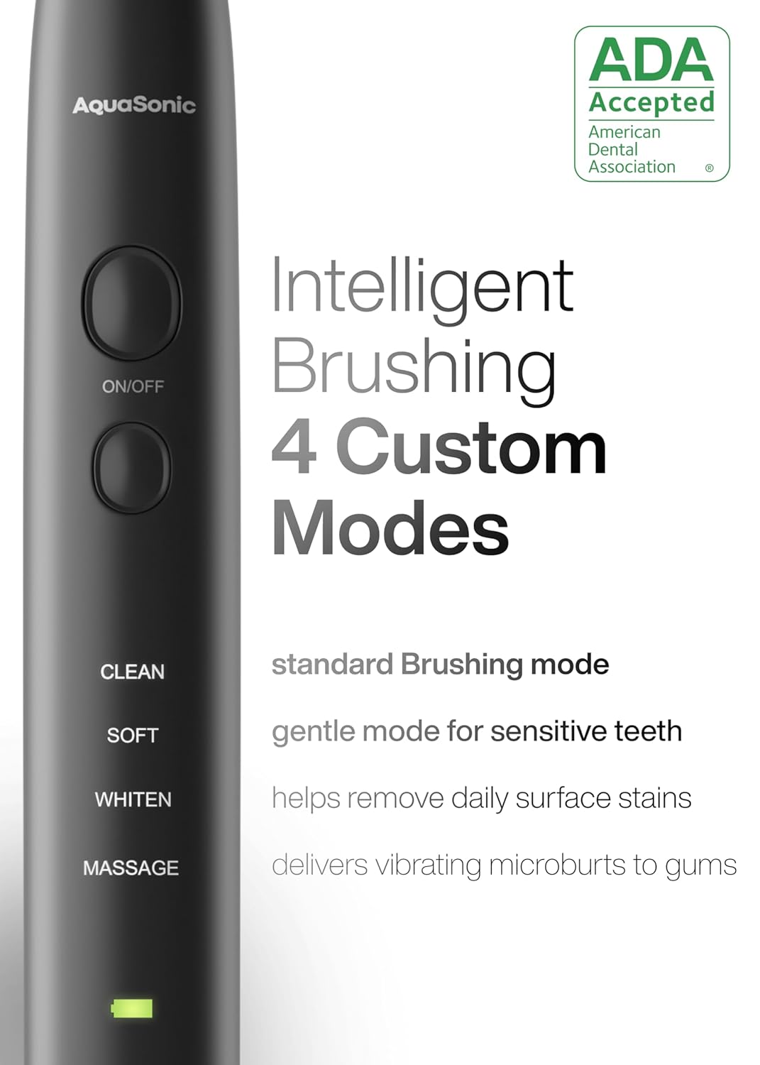 Black Series Ultra Whitening Toothbrush – ADA Accepted Electric Toothbrush- 8 Brush Heads & Travel Case – 40,000 VPM Electric Motor & Wireless Charging - 4 Modes W Smart Timer