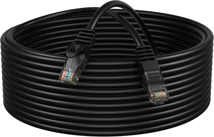 Cat5E 100FT Network Ethernet Patch Cable, 350Mhz Internet Wire, Compatible with PC, Laptop, Modem, Router, Tvs, Printer Cord, Consoles for Home and Office, Black
