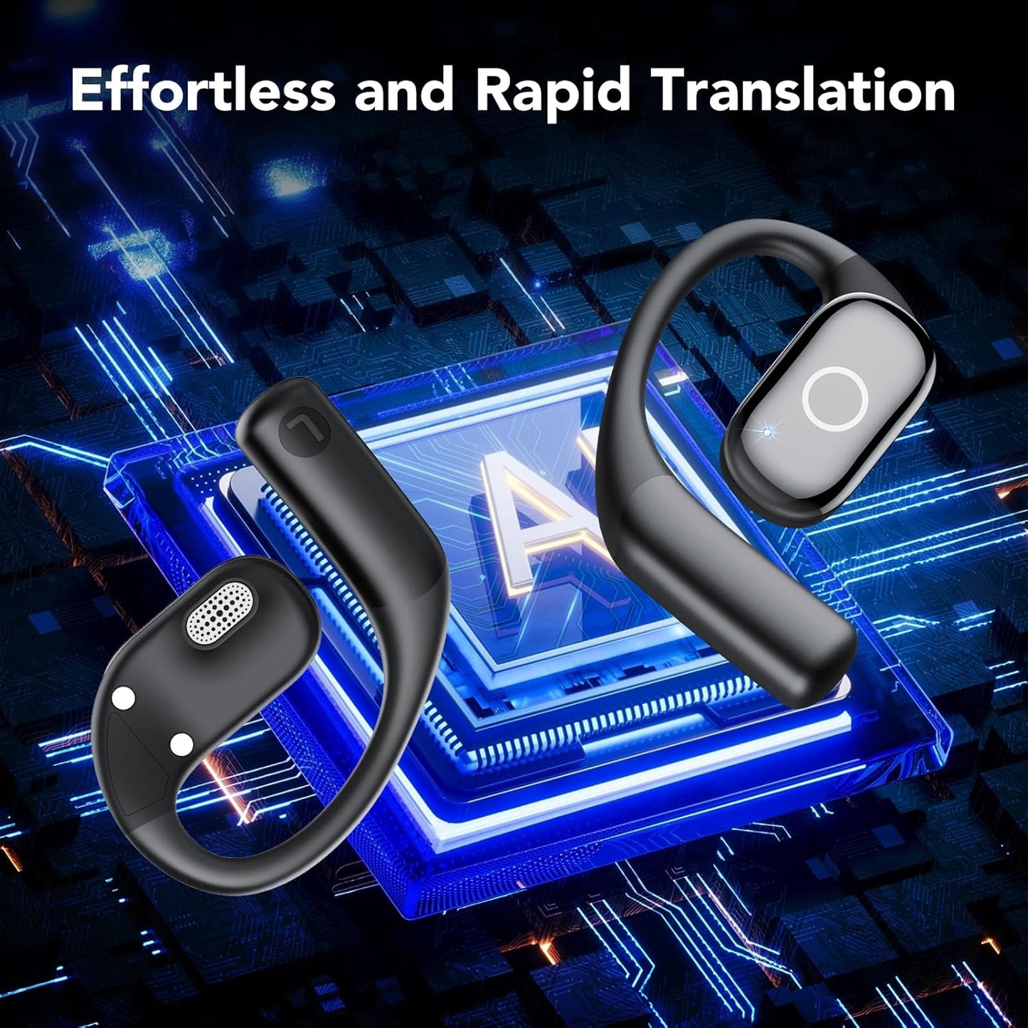 AI Translation Earbuds Real Time, 144 Language Translator Earbuds for Iphone and Android, 80H Playtime,3-In-1 Translation Headphones Translating Device, for Travel/Business/Meeting/Learning (Black)