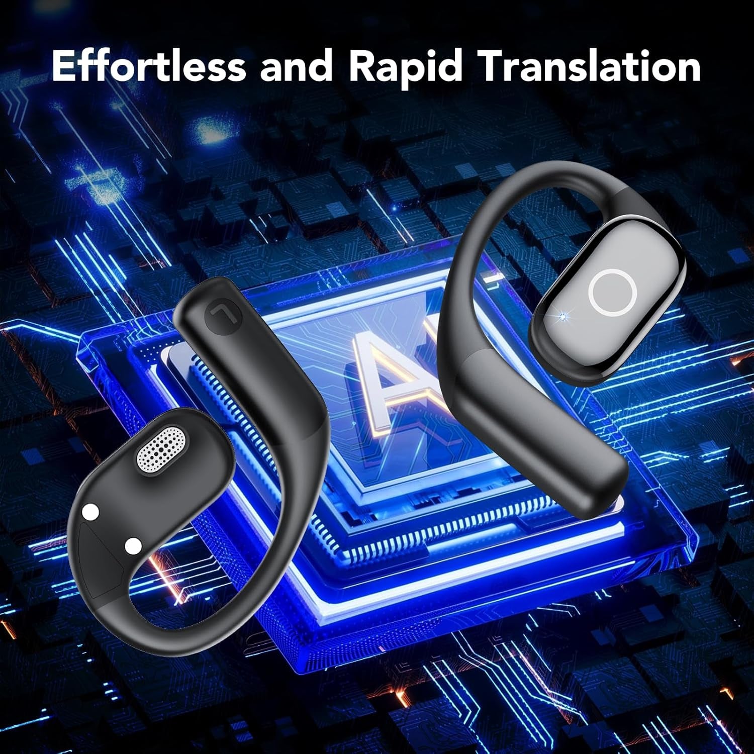 AI Translation Earbuds Real Time, 144 Language Translator Earbuds for Iphone and Android, 80H Playtime,3-In-1 Translation Headphones Translating Device, for Travel/Business/Meeting/Learning (Black)